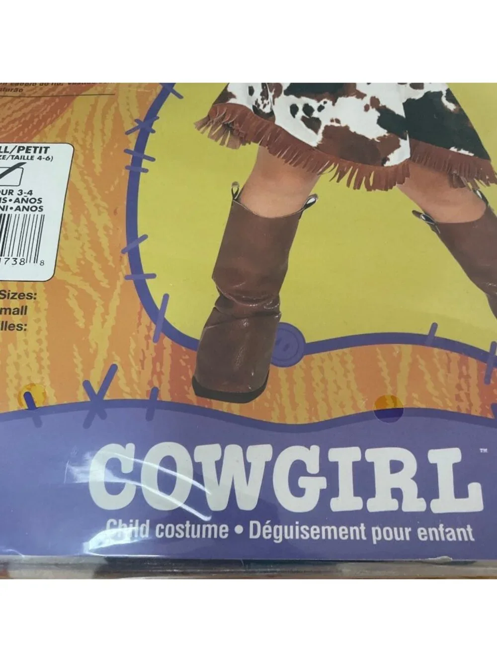 Rubies Yarn Babies Cowgirl Halloween Costume Sm 3-4 Yrs Hat Yarn Hair Dress Belt